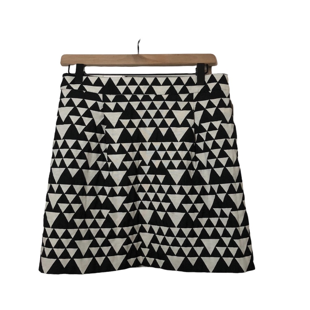 J. Crew Black White Geometric Pleated Skirt